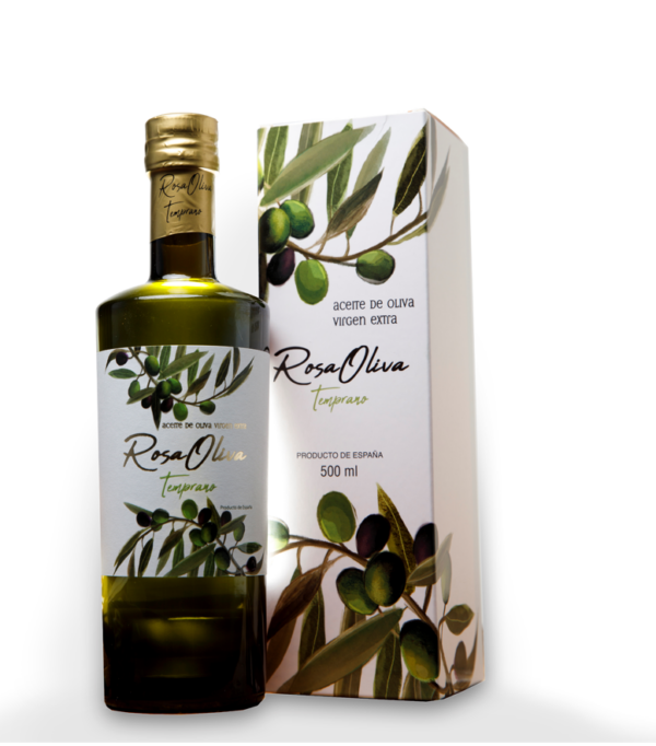 Caja 6 botellas cristal aceite de oliva virgen extra temprano con estuche. Campaña 2023/2024